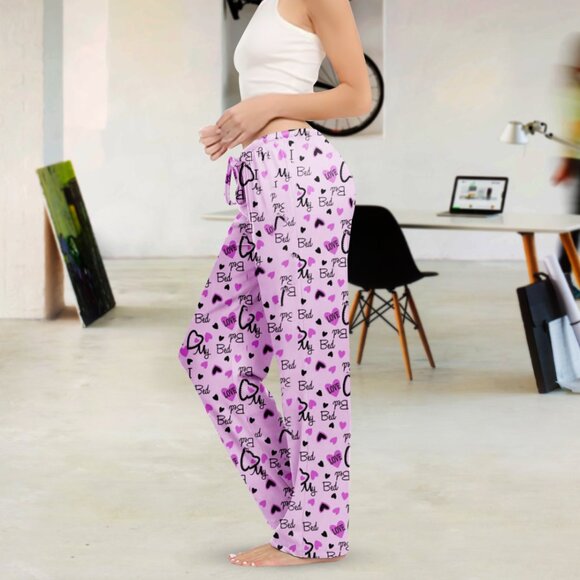 Women's Casual Fun Printed Lightweight Lounge Terry Knit Pajama Bottom Pants - Picture 4 of 16